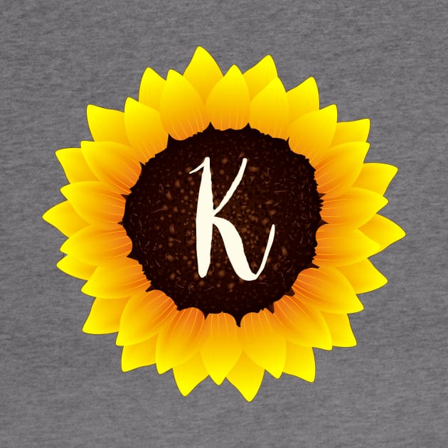 Floral Monogram K Bright Yellow Sunflower by floralmonogram